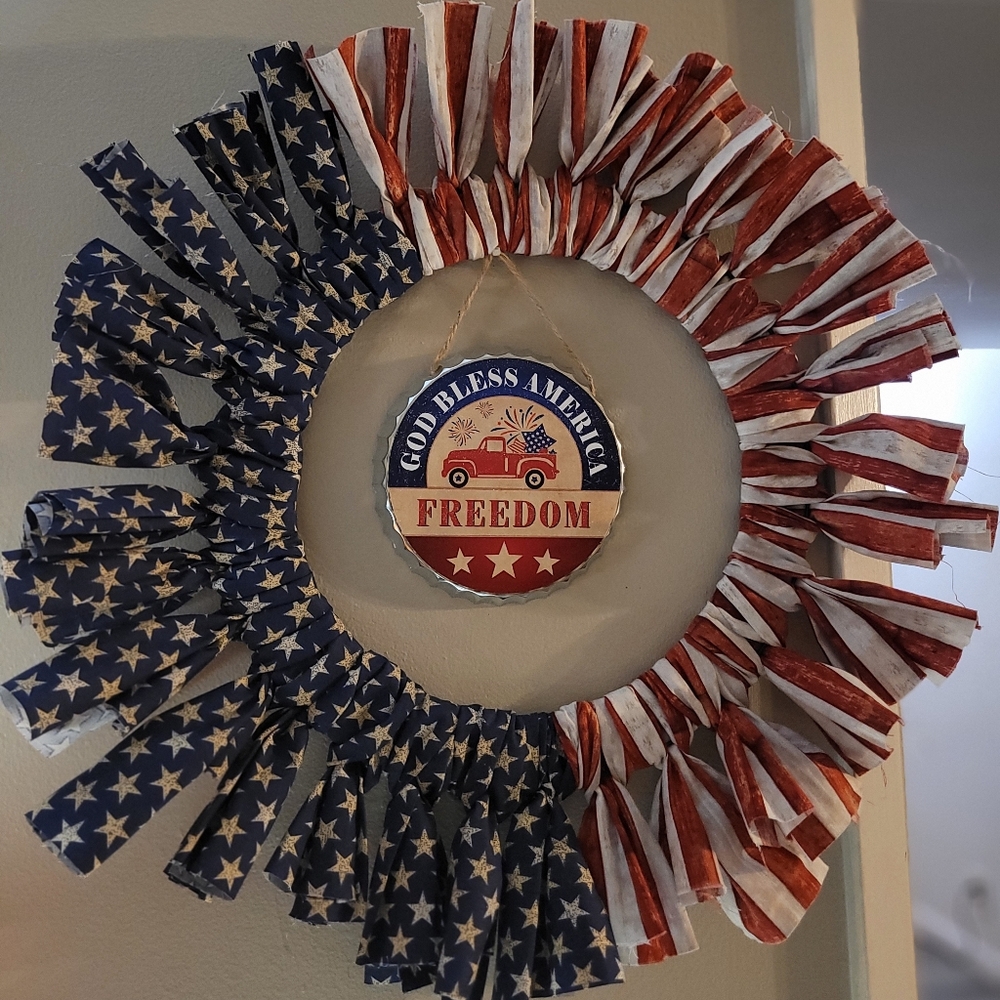 Patriotic Red, White, and Blue Wreath